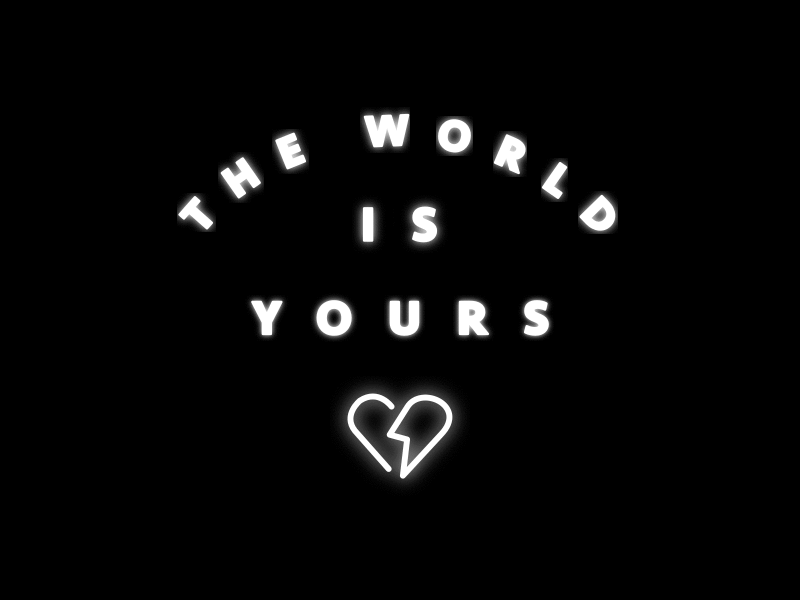 The World Is Y/Ours heart heartbreak music neon surf