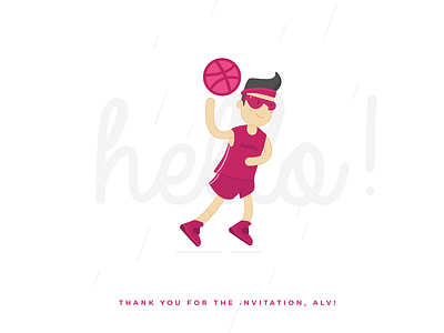 Hello, dribbble! character debut hello thanks