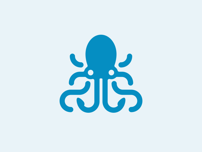 Blue Octo logo design animal blue bold brand icon line logo octopus sea stroke symbol thin