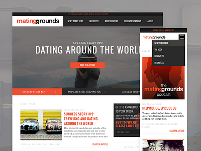 TheMatingGrounds.com blog flat mobile responsive web website wordpress