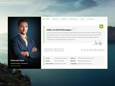 Riche vCard | Personal vCard HTML Template creative cv flat html5 personal portfolio professional responsive resume skills timeline vcard