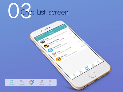 Wechat Redesign-Chat List Screen ios mobile redesign ui ux wechat