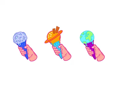 Cosmic Ice Cream art design earth graphic icecream illustration moon ols dsgn saturn space star tshirtdesign