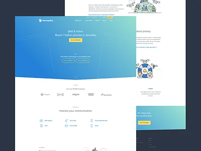 Meet the new MessageBird blue chat fold gradient home page landing landing page redesign sms telecom voice