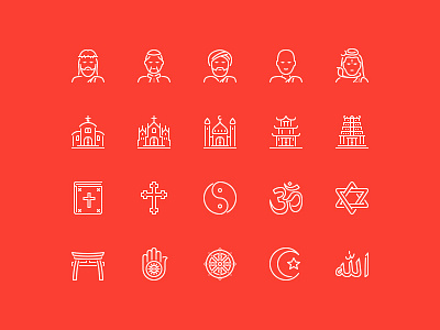 God is One buddhism christianity church icon ios icons islam line icons lineking religion stroke icons vector icons