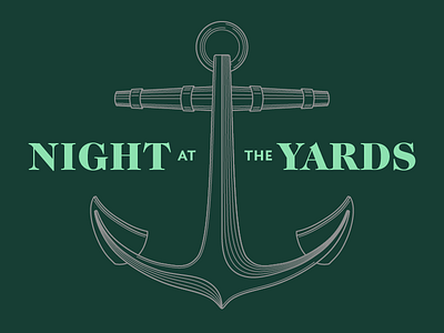 Night at the Yards, green flavor illustration invitation line nautical typography