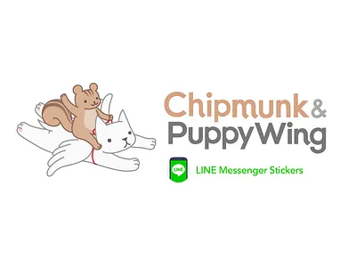 Chipmunk & Puppy Wing chipmunk daramghaus line sticker