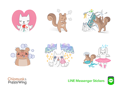 Chipmunk & Puppy Wing chipmunk daramghaus line sticker