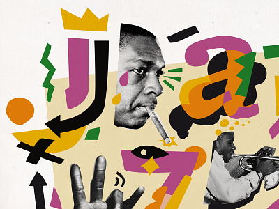 Jazz lettering collage lettering type typography vector