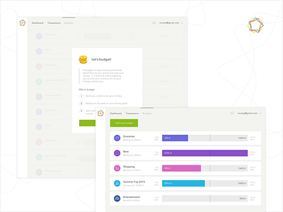 Money Up: Budgets 2d app clean design flat prototype ui ux web