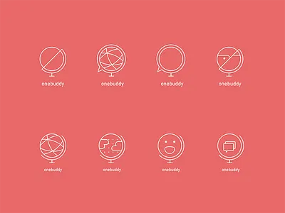 Logo variations onebuddy app globe logo network onebuddy red sketch travel variations