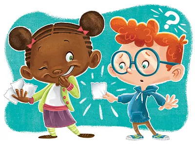 Highlights Magazine Paper Prank Spot Frawley boy character design children diversity girl highlights illustration kid lit kids magazine publishing texture