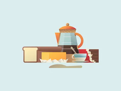 Breakfast breakfast butter chocolate coffee food gradients illustration illustrator knife miguelcm wood