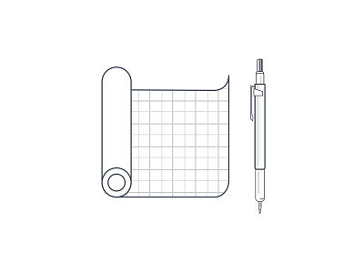 Pen + paper architecture icon illustration