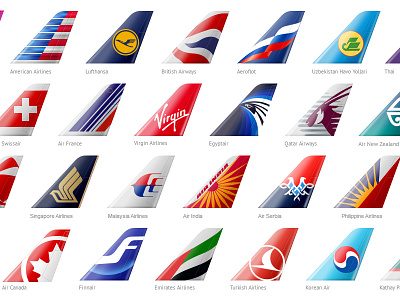 Tails of Airline Companies air company brands identity tail tails