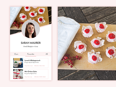 User Profile - Daily UI 006 006 cooking cupcake dailyui food blog phone pink recipes user profile