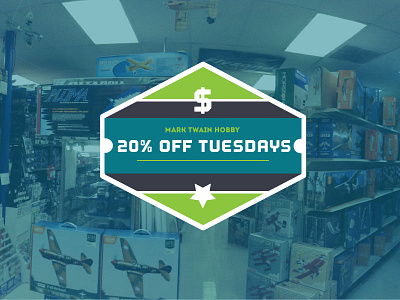 20% OFF Tuesdays badge branding event logo retail sale
