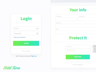 Event Farm login app gradient login register sign ui up ux website