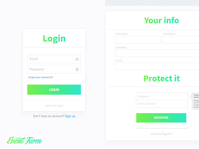 Event Farm login app gradient login register sign ui up ux website