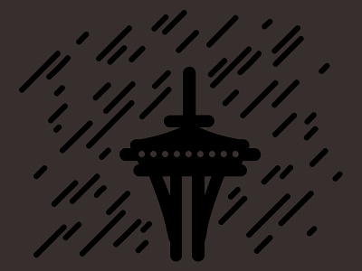 Rainy Winter in Seattle dark grey illustration rain rainy seattle space needle vector