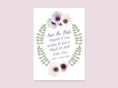 Save the Date botanical floral postcard save the date wedding