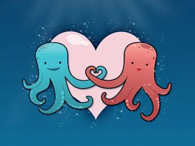 OctoLove cartoon illustration vector