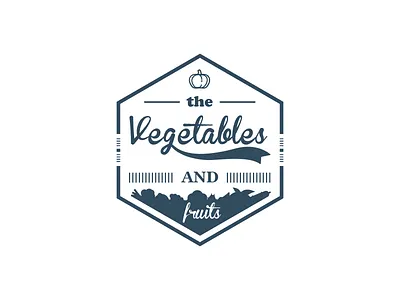 Vegetables and fruits badge icon illustration ui