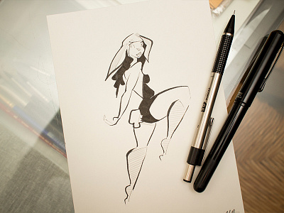 Inktober #22 beauty black and white bunny character design girl illustration inktober pinup rabbit