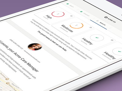 Health Checkup Results clean dashboard flat health healthcare light medical tablet ui webapp