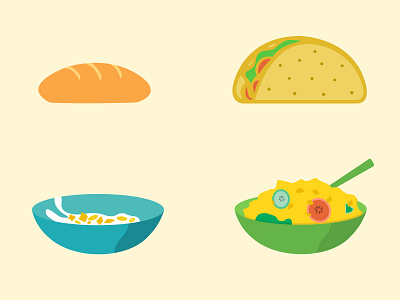 Foodicons bread breadicon cereal cerealbowl food foodbowl foodicons icons taco tacoicon