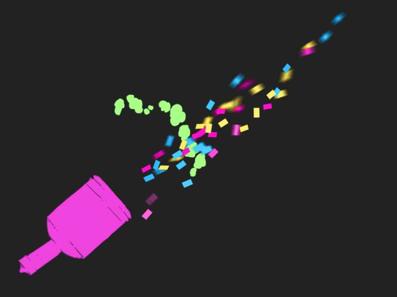 Party Pop 2d animated animation c4d cel fart gif loop mograph motion particles smoke
