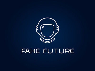 fake future line astronaut blue fake future helmet logo logotype sci fi