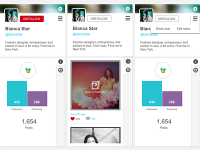 Instagram user detail ui