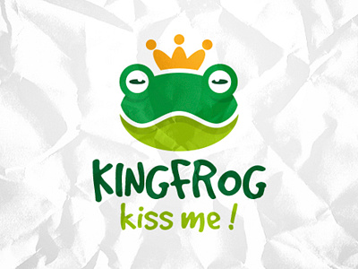 Frog King Logo creative studio crown eyes frog illustrative logo kids kindergarten king mascot social toad toys brand