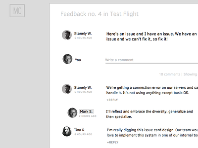 Commenting structure clean comments design feedback tool typography white