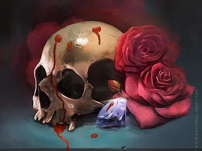 Skull blood diamond roses skull