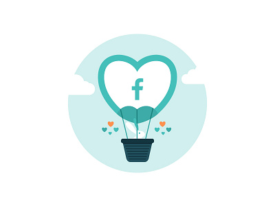 Like us on Facebook bunny carrot facebook happy hot air balloon illustration