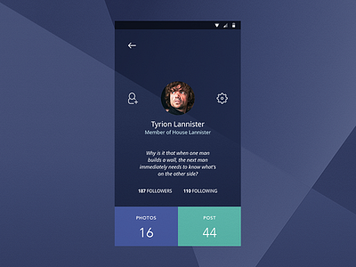 DailyUI #006 - User Profile 002 02 2 daily design got profile tyrion ui user user profile ux