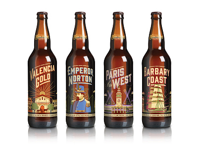 Almanac Beer Co. Seasonal Bottles 360 almanac beer bottle bottles dan kuhlken dkng nathan goldman packaging san francisco vector