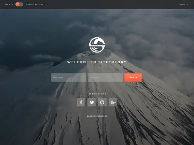 Sitetheory sign in revision account form gutensite log in login sign in social ui ux