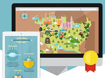 Clap Platino: Orgullo Michoacán award campaign design digital flat illustration map mexico michoacan win