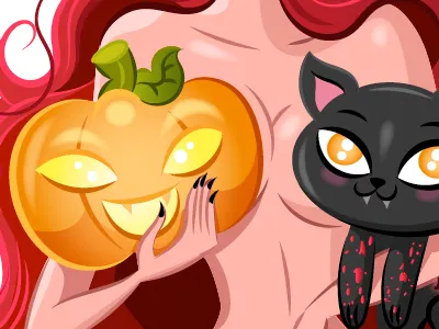 Halloween Banner banner cat celebrate halloween lady pumpkin treat trrick