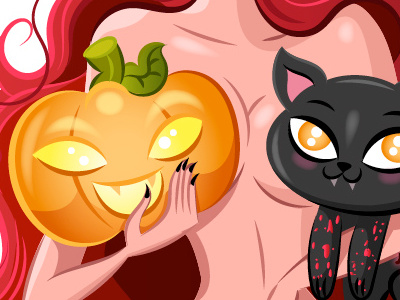 Halloween Banner banner cat celebrate halloween lady pumpkin treat trrick