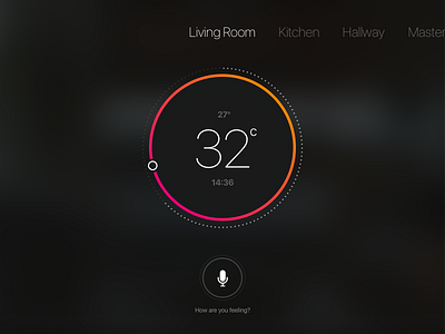 Shot 020 - Thermostat Widget dial interaction interface microphone radial speech swipe temperature thermostat ui user widget