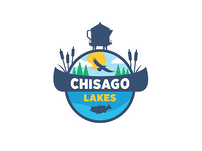 Chisago bass branding canoe cattails eagle logo proposal sky sun teapot water tower vector water