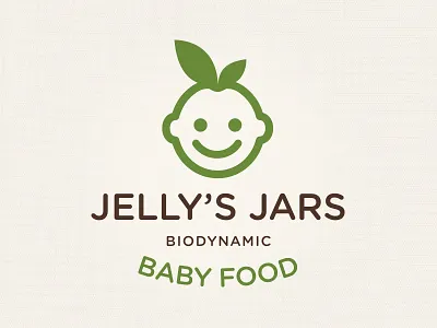 Jelly's Jars Baby Food baby branding cute face food gotham head leaf logo rounded smiley