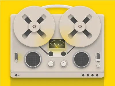 Recorder cool dribbble entry first flat icon vector illustration music record speaker vintage yellow