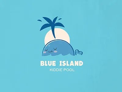 Blue Island happy illustration island kiddie kids logo pool sea whale