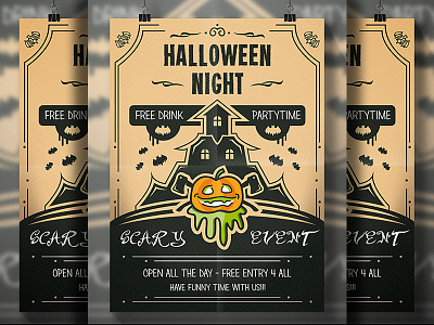 Halloween Flyer bat logo castle club halloween holiday horror horror house night party pumpkin scary terror