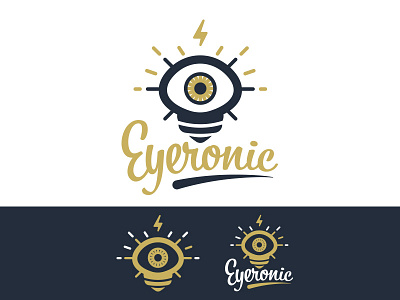 Eyeronic eye illustrator light bulb logo vintage